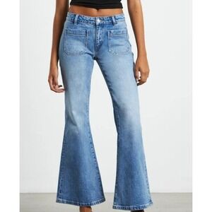 Rolla's Sailor Low Flare Jeans Size 28 Low Rise Blue Stretch Denim Australia
